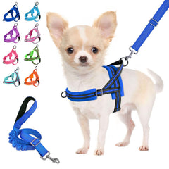 Lukovee small dog harness and leash set shown from the front.