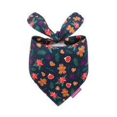 LunaMarie dog bandana showing the Gingerbread & Figs print from the front.
