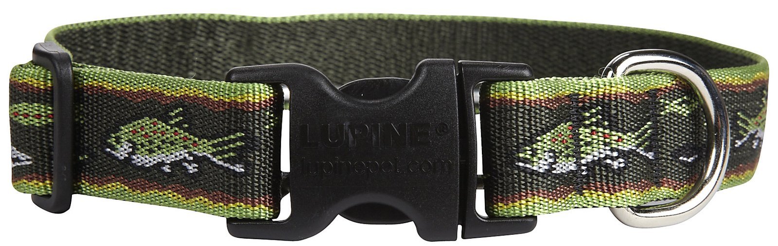 LupinePet Brook Trout adjustable dog collar shown from the front.