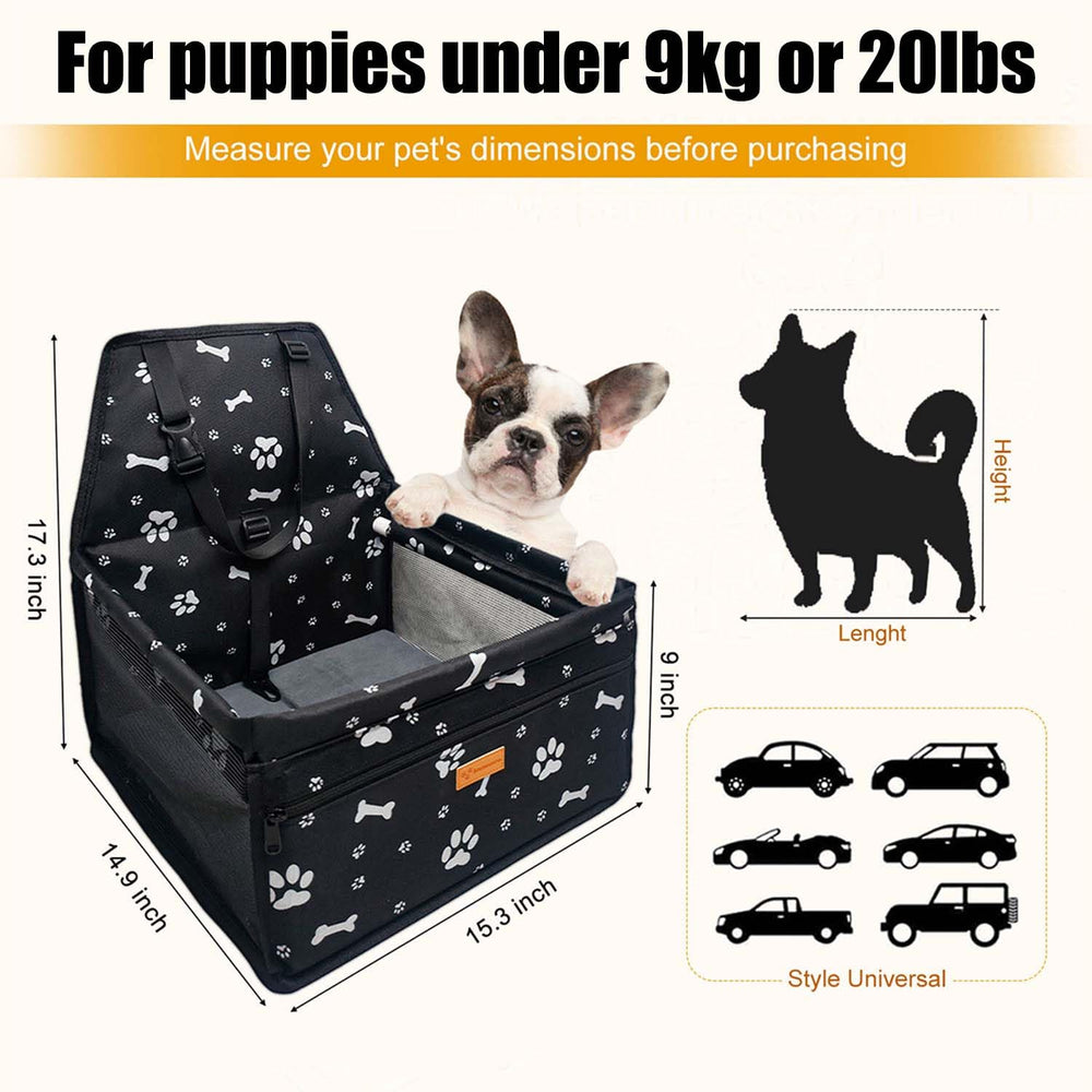 luvaevora Pet Dog Booster Seat folded for storage beside its included bag.