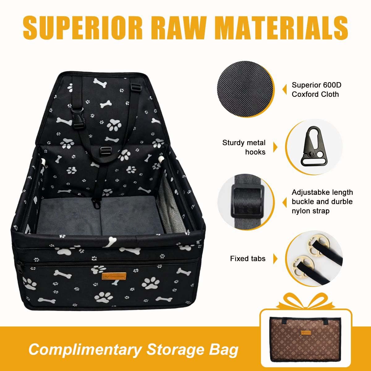 luvaevora Pet Dog Booster Seat with its adjustable harness tether.