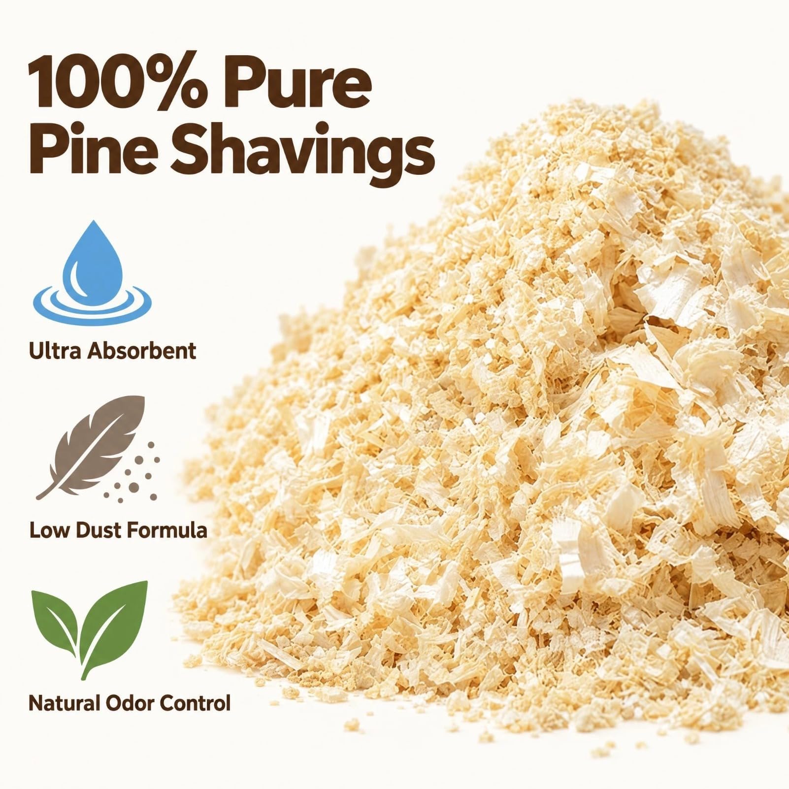 Close-up of the natural wood texture of MAIDIWUDI Radiata pine shavings bedding.