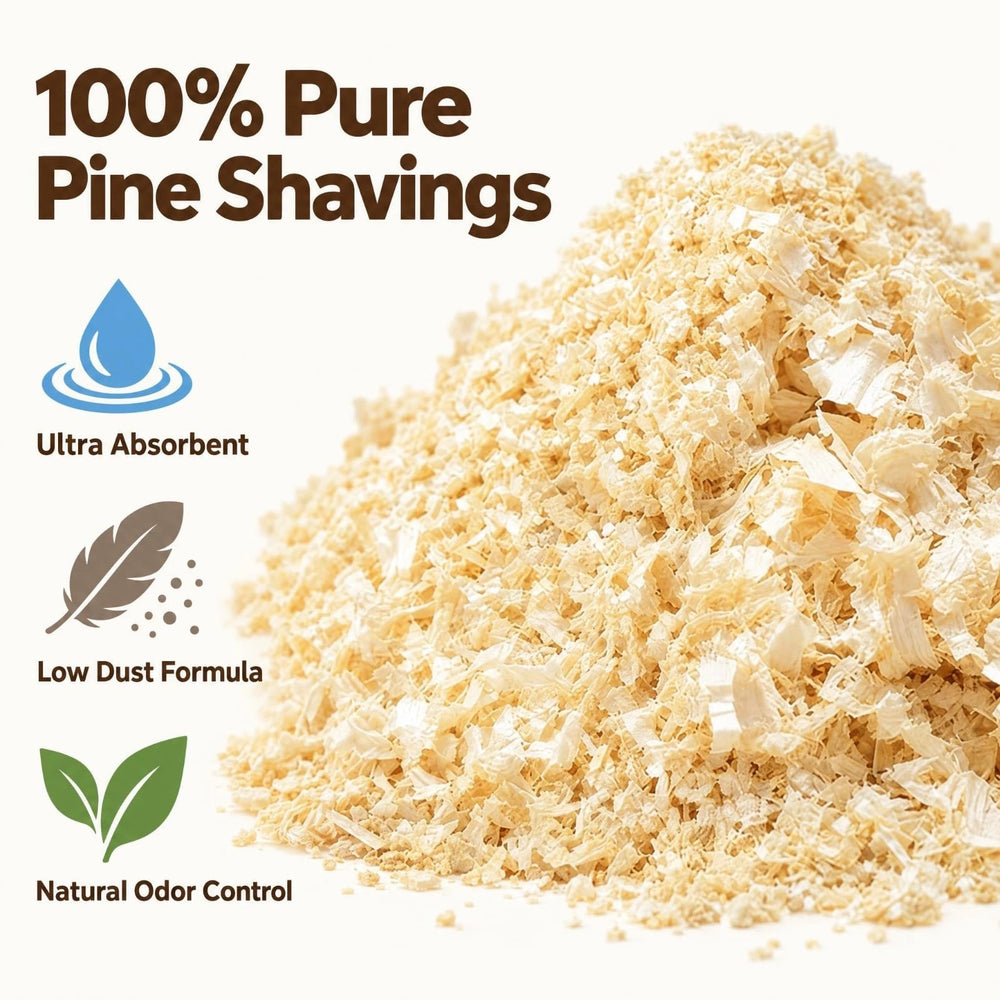 Close-up of the natural wood texture of MAIDIWUDI Radiata pine shavings bedding.