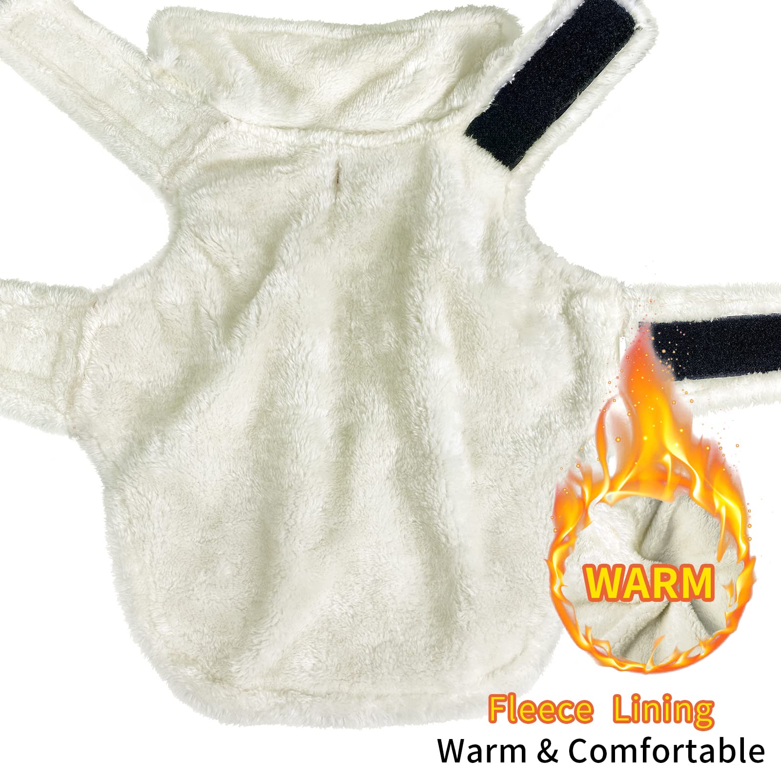 Malier dog coat close-up showing the fleece lining and polyester fiber filling.