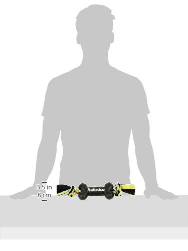 Mammoth Pet Products TireBiterII e shown from another angle to display its bone shape and rope.