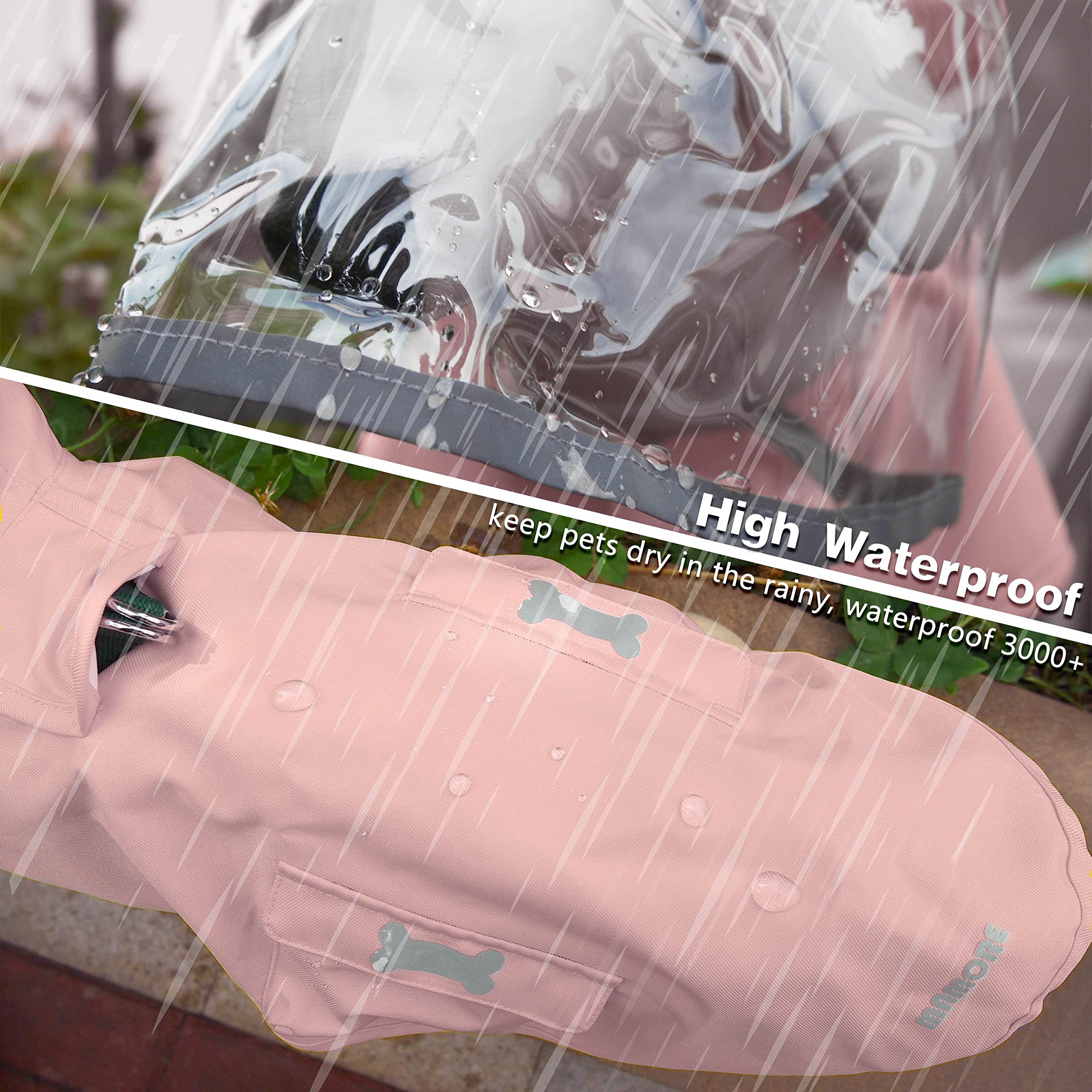 MAMORE Dog Raincoat elastic leg stripes shown in close-up.