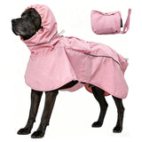 MAMORE dog raincoat shown from the front in pink.
