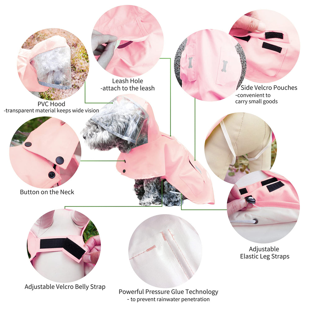 MAMORE Dog Raincoat Velcro belly strap shown open.