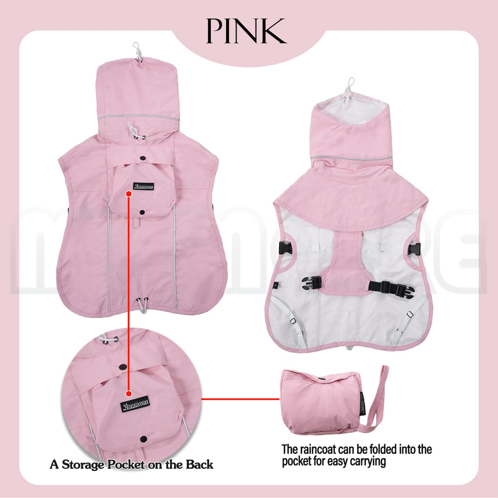 MAMORE dog raincoat fabric and waterproof inner layer shown in close-up.