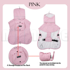 MAMORE dog raincoat fabric and waterproof inner layer shown in close-up.