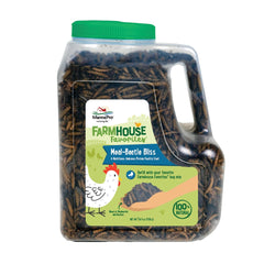 Front view of the Manna Pro Beetle Bliss poultry treat jug.