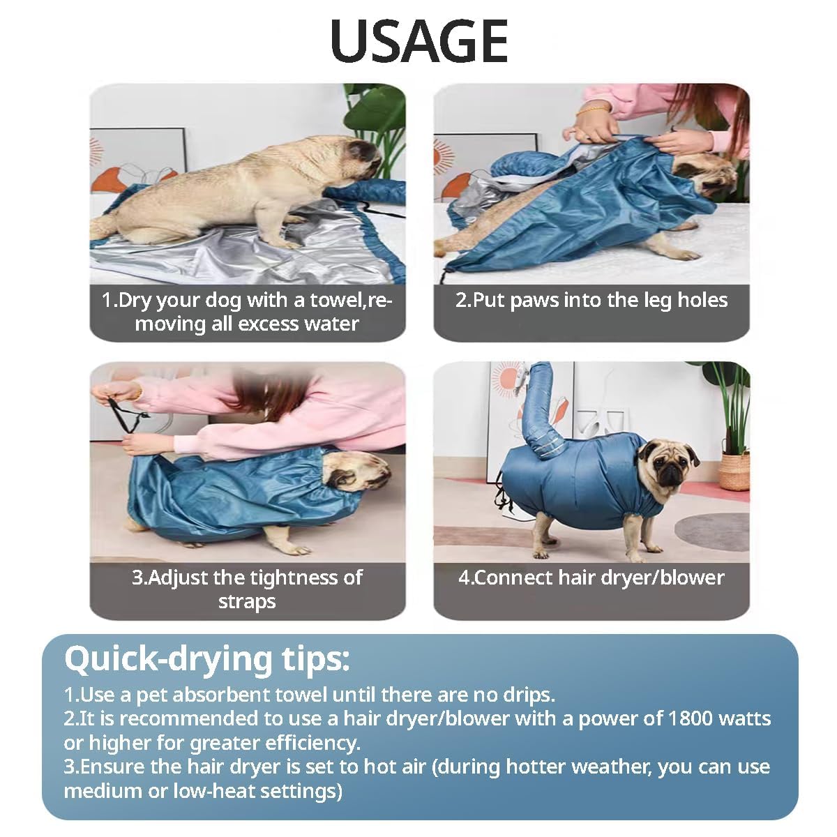 MANON ROSA Dog Drying Bag showing the silver interior membrane.