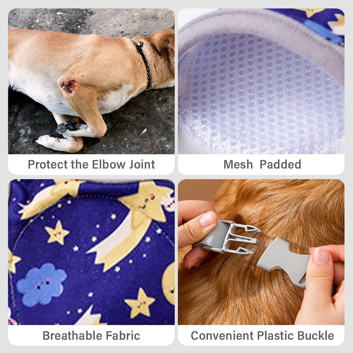 MANON ROSA Dog Elbow Pads close-up of the breathable padded mesh fabric.