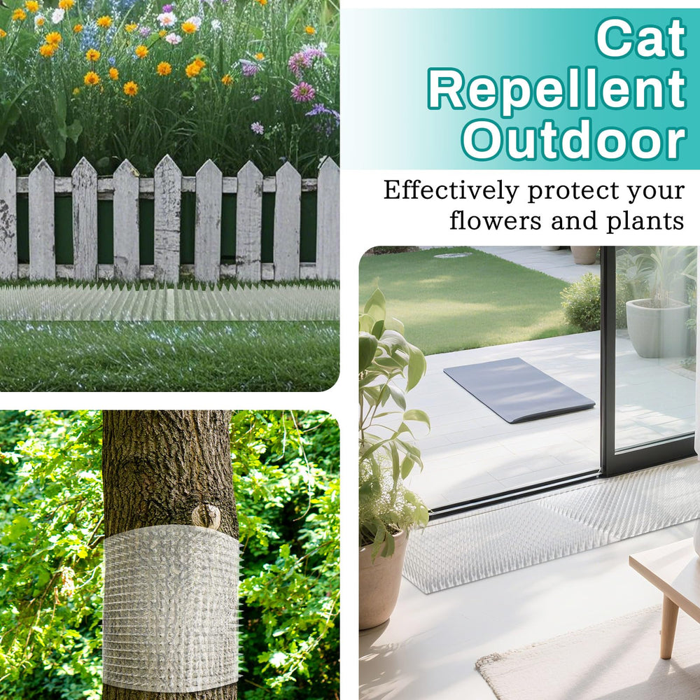 Mardili scat mats arranged together for outdoor animal deterrence