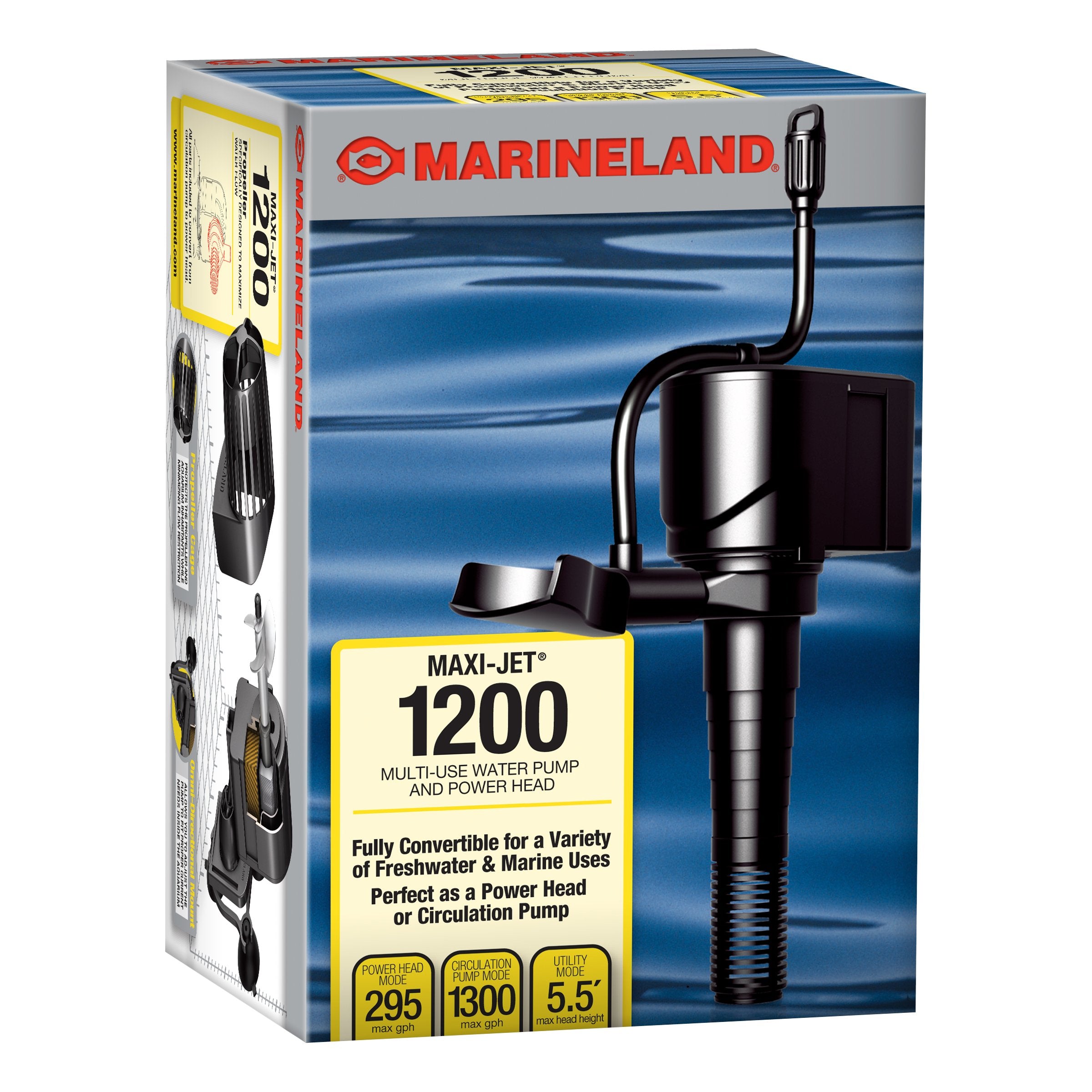MarineLand Maxi-Jet water pump operating for aquarium circulation.
