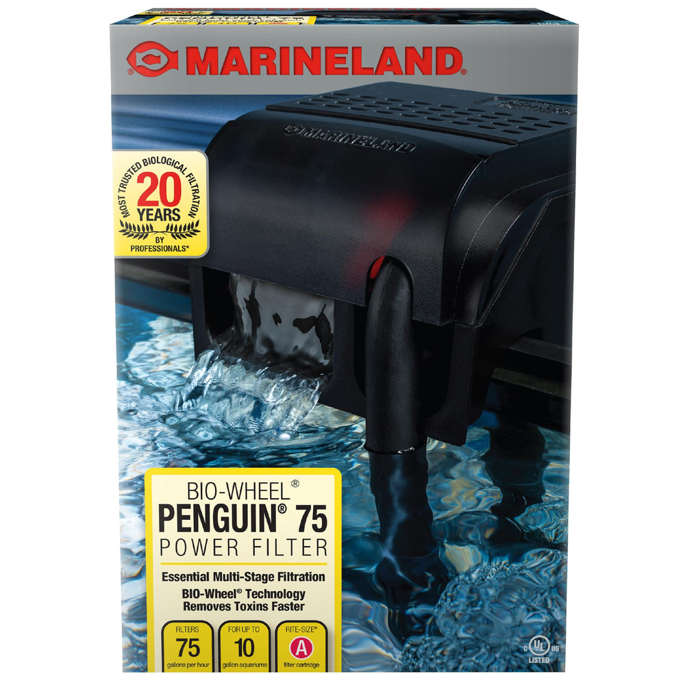 MarineLand Penguin Bio-Wheel Power Aquarium Filter shown operating on an aquarium.