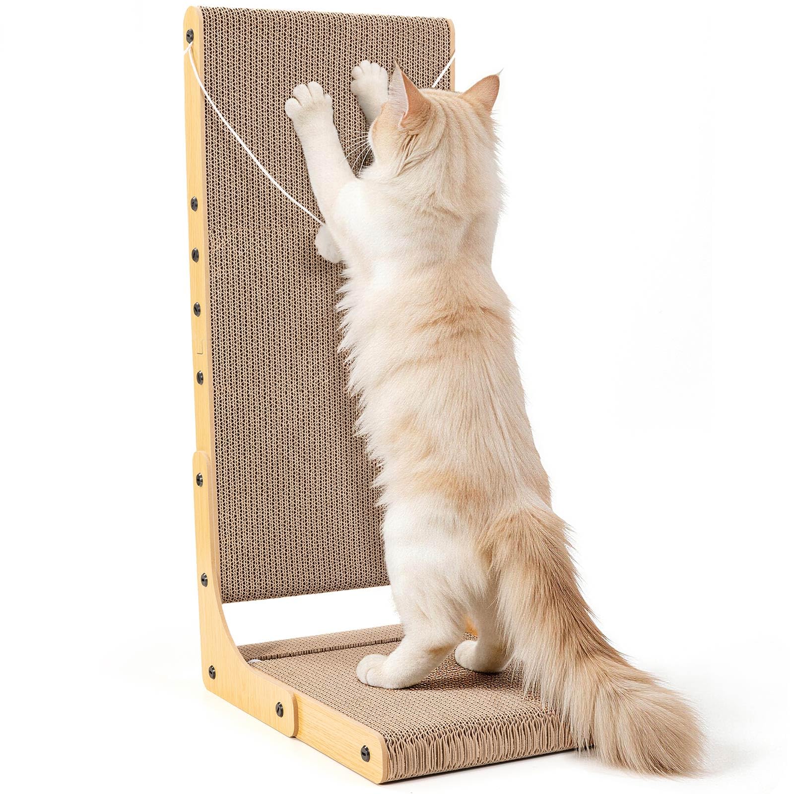 Markarbarka cat scratcher shown from the front with its L-shaped form.