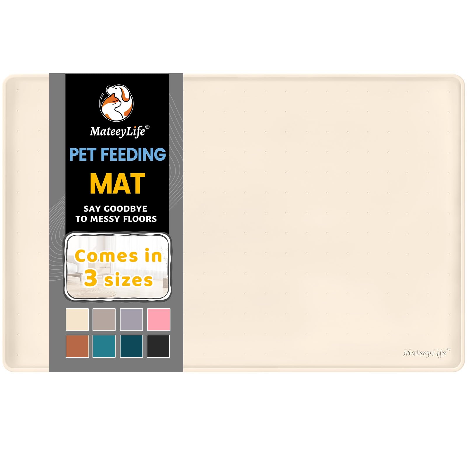 MateeyLife silicone pet feeding mat shown from the front.