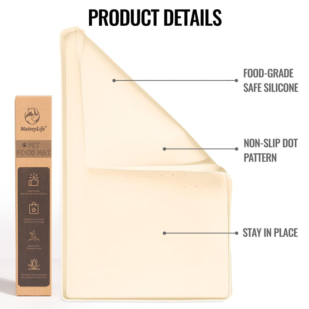 MateeyLife silicone pet feeding mat with its raised perimeter edge in close view.