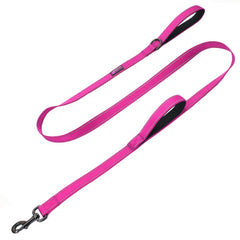 Max and Neo Double Handle Traffic Dog Leash shown from the front in pink.