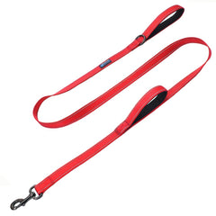 Max and Neo Double Handle Traffic Leash shown in red from the front.