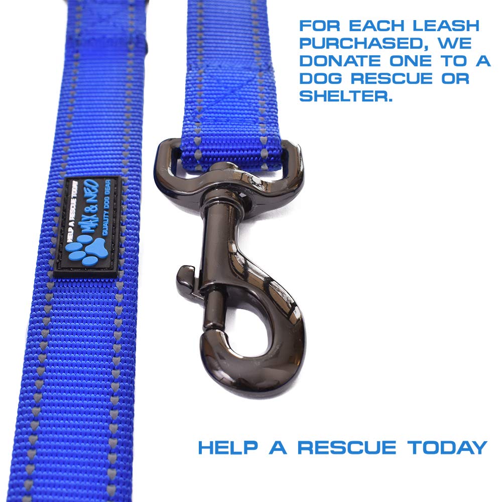 Max and Neo Double Handle Traffic Dog Leash highlighting the closer grip near the clasp.