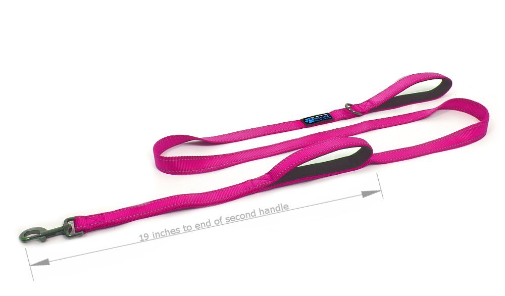 Max and Neo Double Handle Traffic Dog Leash showing both padded grip positions.