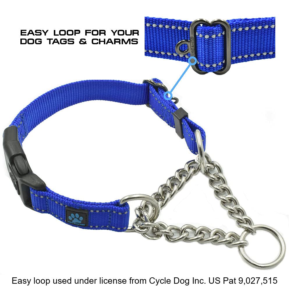 Max and Neo martingale collar shown fitted on a dog.