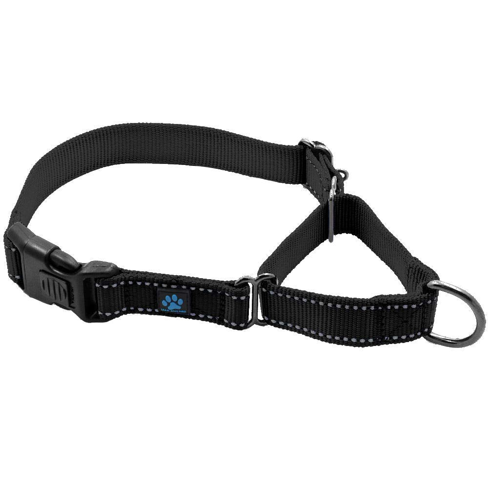 Max and Neo Nylon Martingale Collar shown from the front in black.