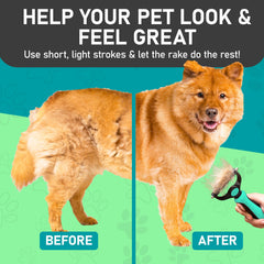 Maxpower Planet grooming rake detail showing both sides of its grooming head.