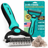 Maxpower Planet grooming rake shown from the front with its dual-sided head.