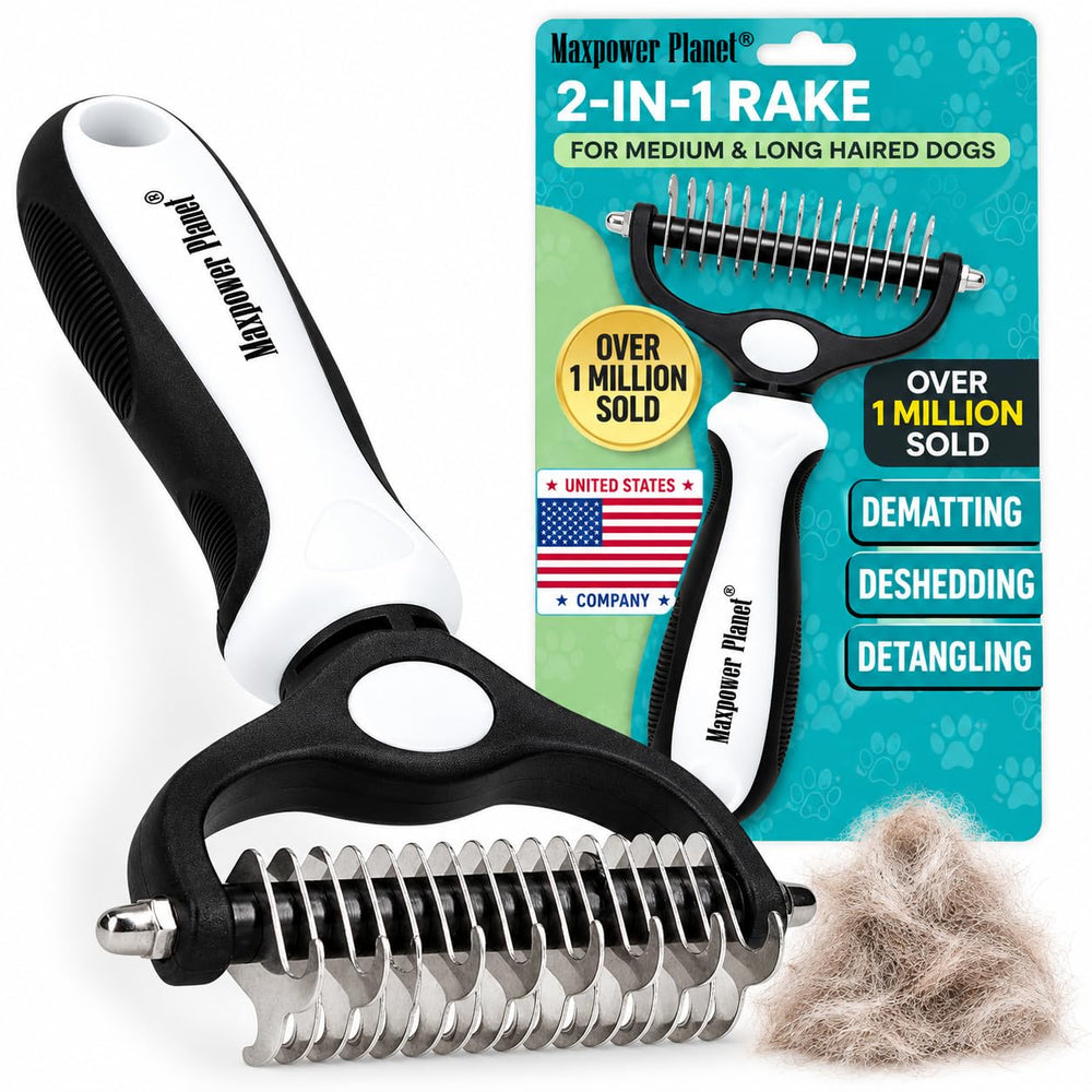 Maxpower Planet Pet Grooming Brush shown from the front with its extra-wide head.