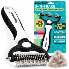 Maxpower Planet Pet Grooming Brush shown from the front with its extra-wide head.