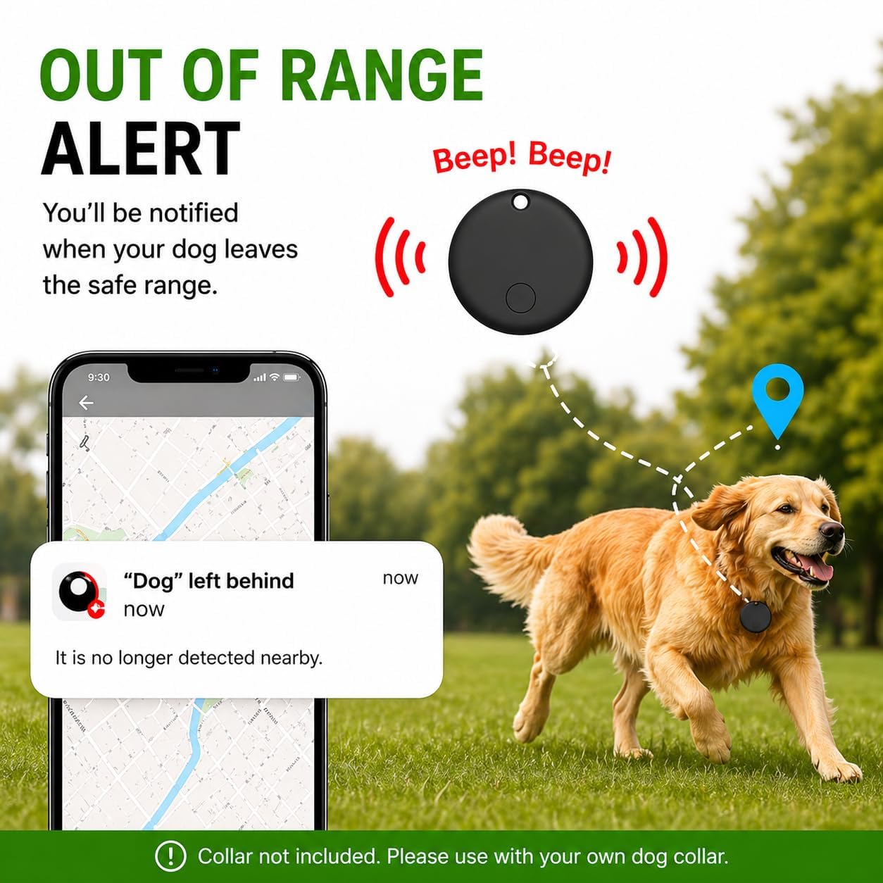MDTZULIK dog tracker collar with its breakaway buckle in focus.