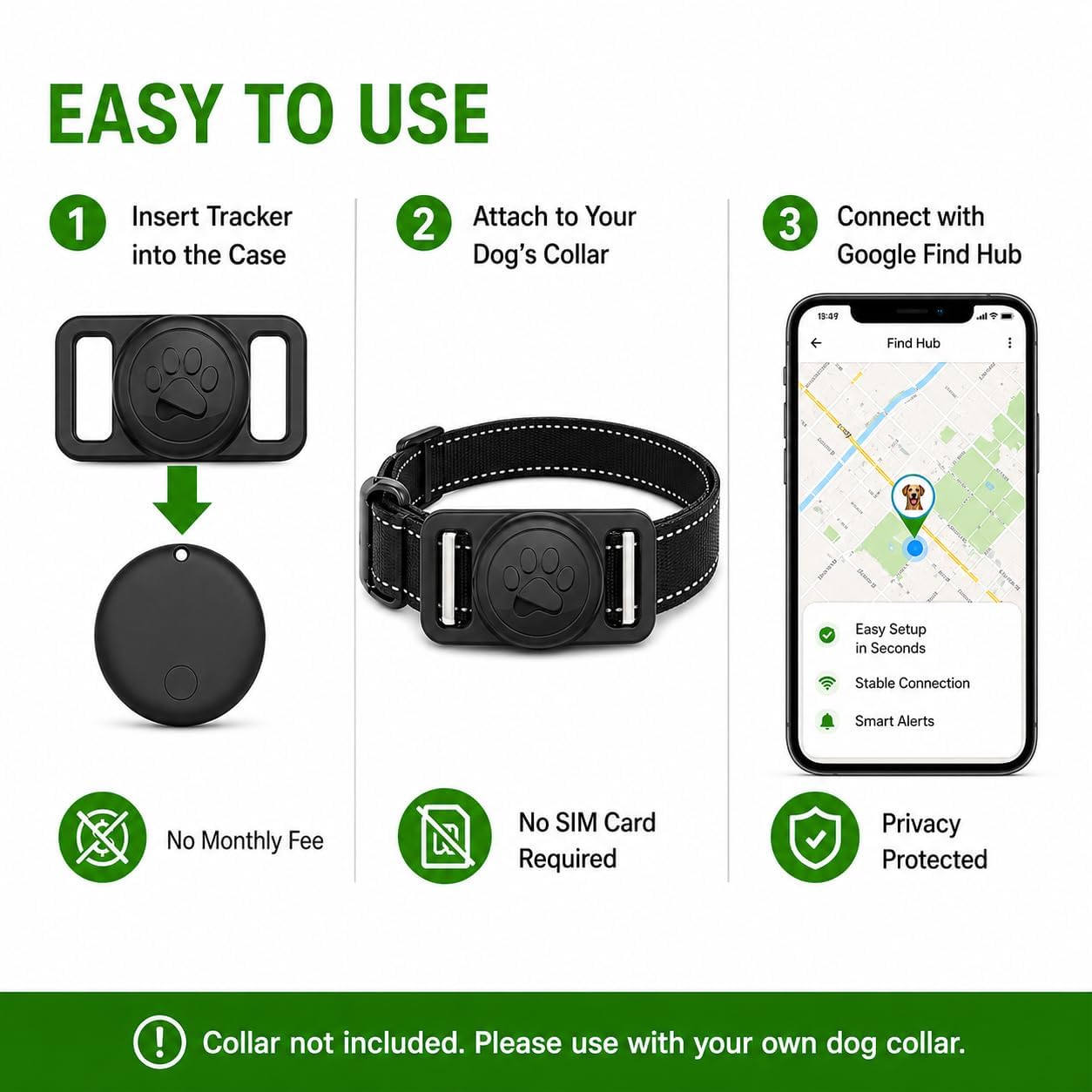 MDTZULIK dog tracker collar showing the collar and attached tracker.