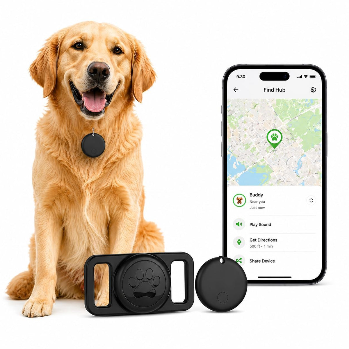 MDTZULIK dog tracker collar shown from the front.