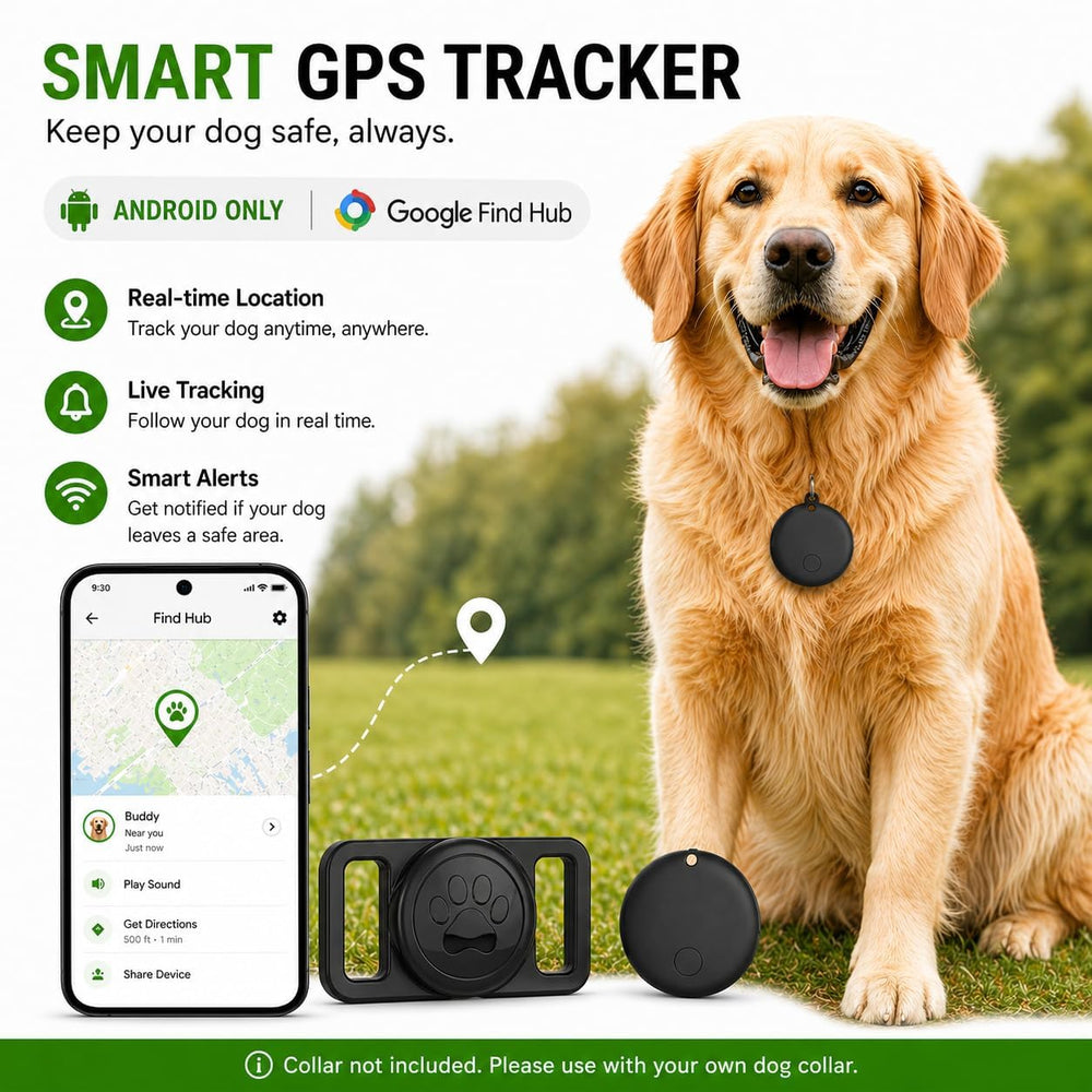 MDTZULIK dog tracker collar with a close-up view of the tracker.