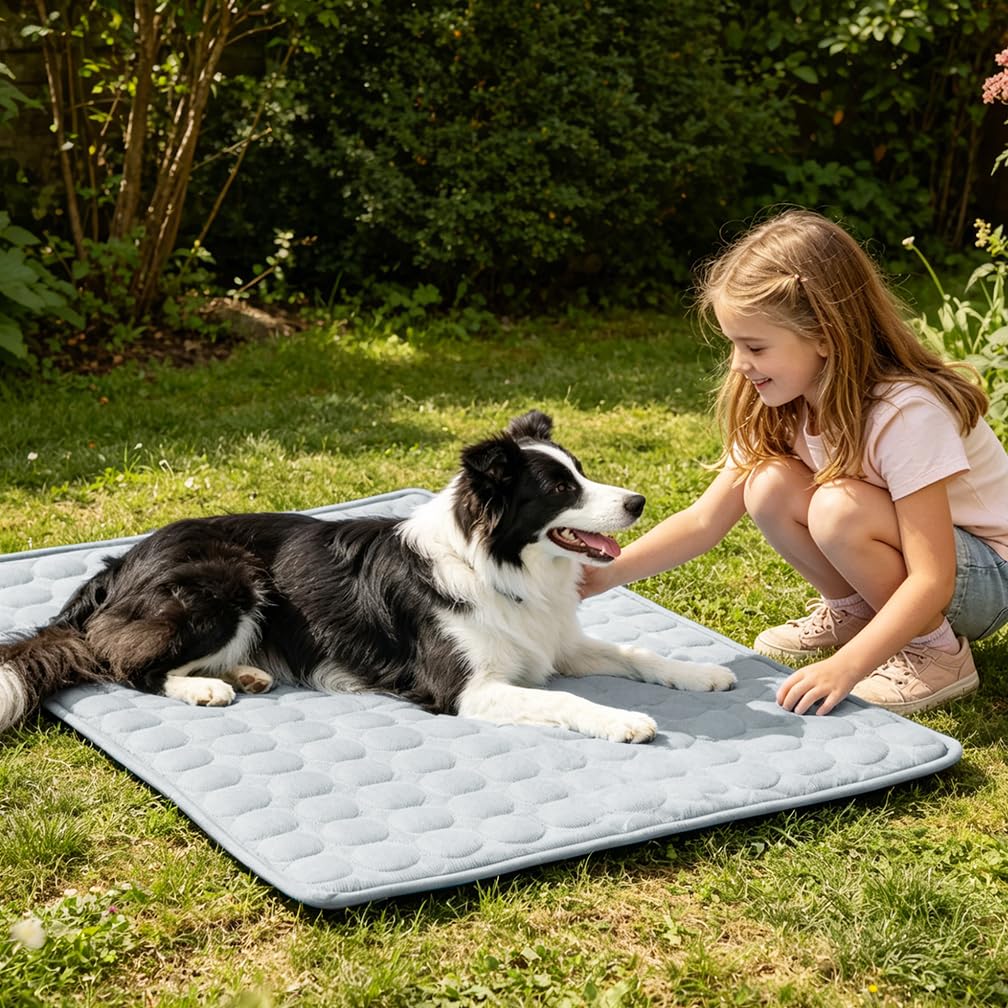 MeiLiMiYu dog cooling mat showing its other usable side.