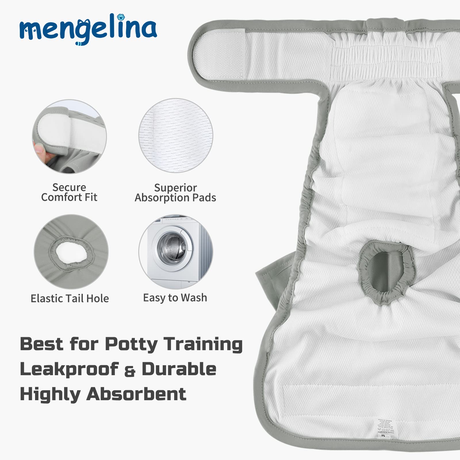 Mengelina female dog diapers showing the hook-and-loop closure.