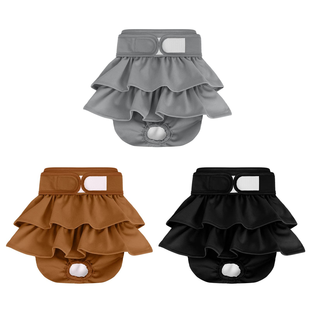 Mengelina female dog diapers shown from the front.