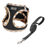 Mercano dog harness set shown from the front in black and yellow.