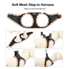 Mercano dog harness set showing reflective stripes on the harness.