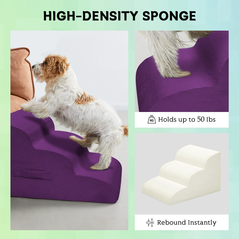 Mesa Lemon dog stairs with the removable cover shown for cleaning.