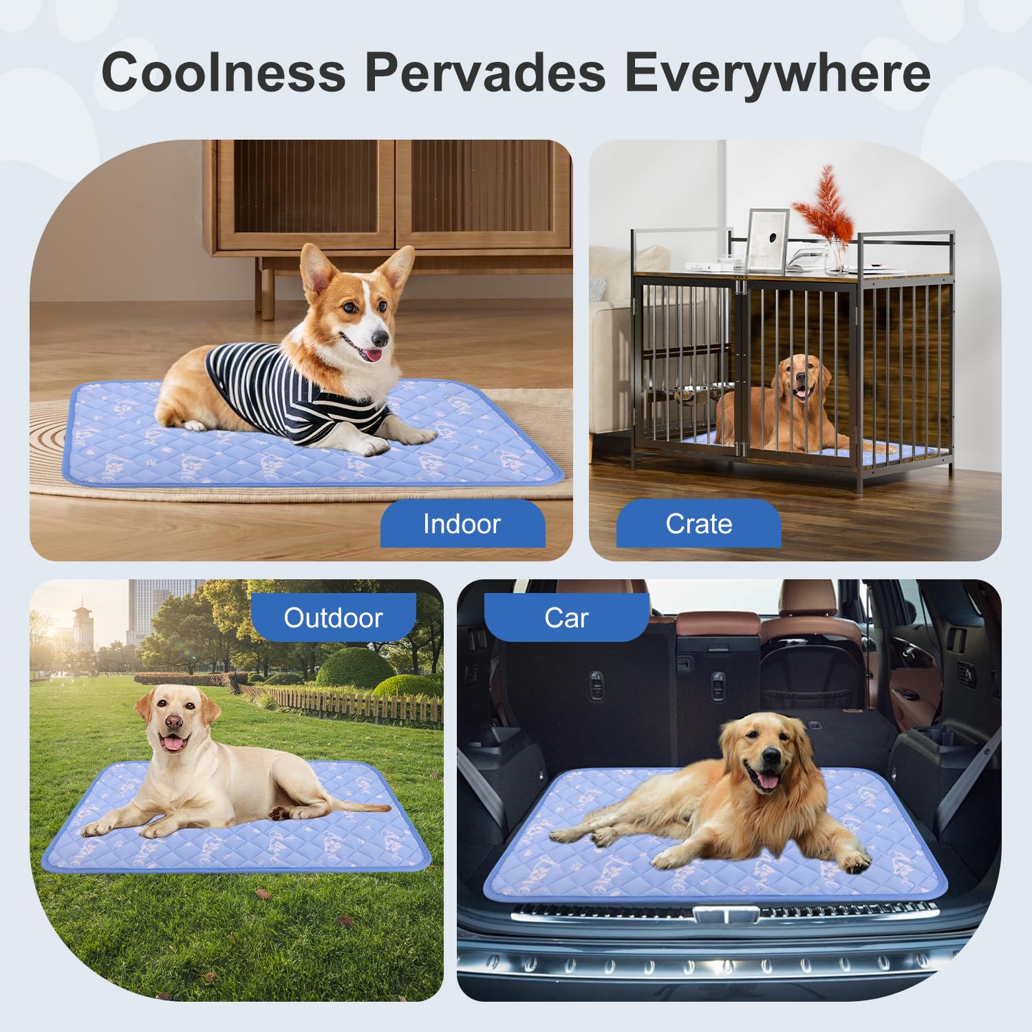 MH MYLUNE HOME Dog Cooling Mat in use as a dog’s resting surface.