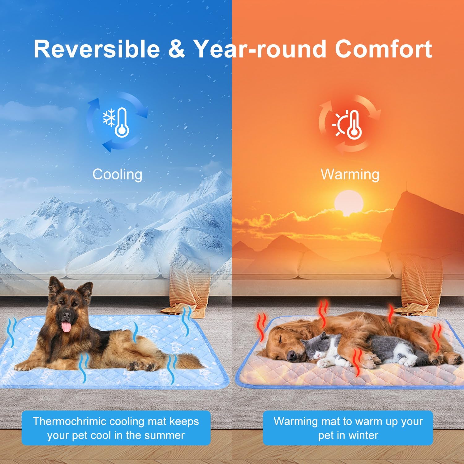 MH MYLUNE HOME Dog Cooling Mat displaying both reversible surfaces.