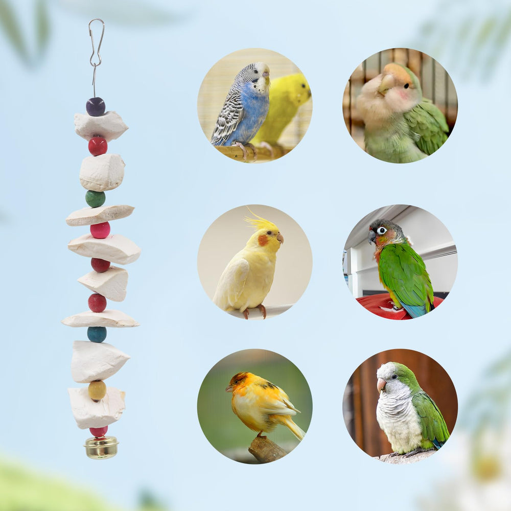 Hook attachment detail on an MHLLGN bird toy.