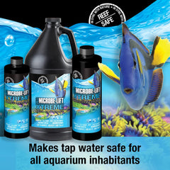 MICROBE-LIFT aquarium water conditioner label shown in a close-up view.