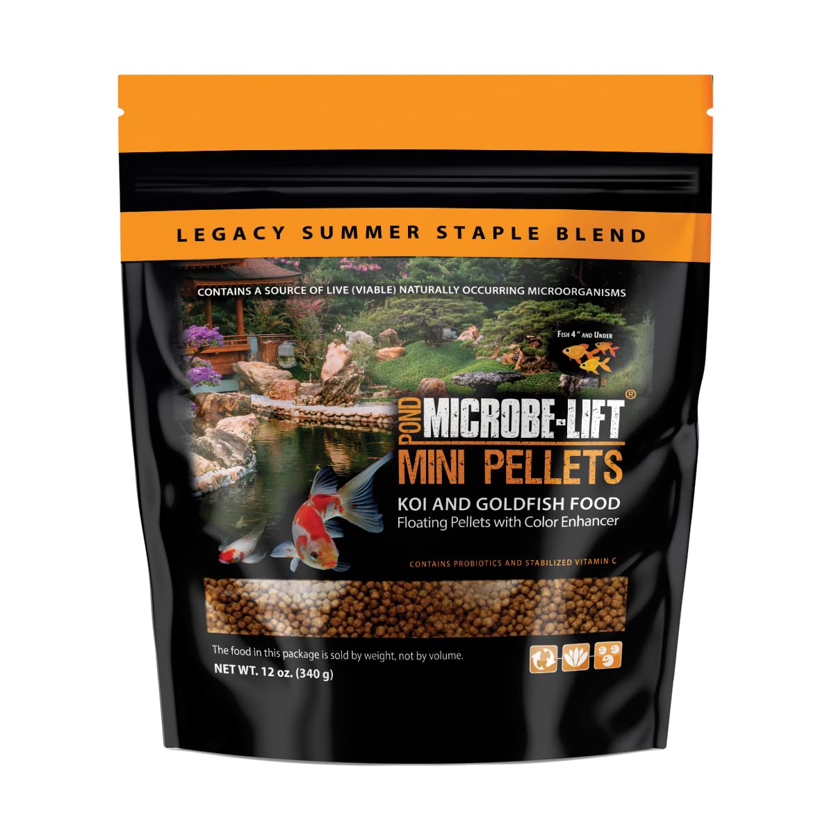 MICROBE-LIFT Mini Floating Fish Food Pellets shown with the front of the package.