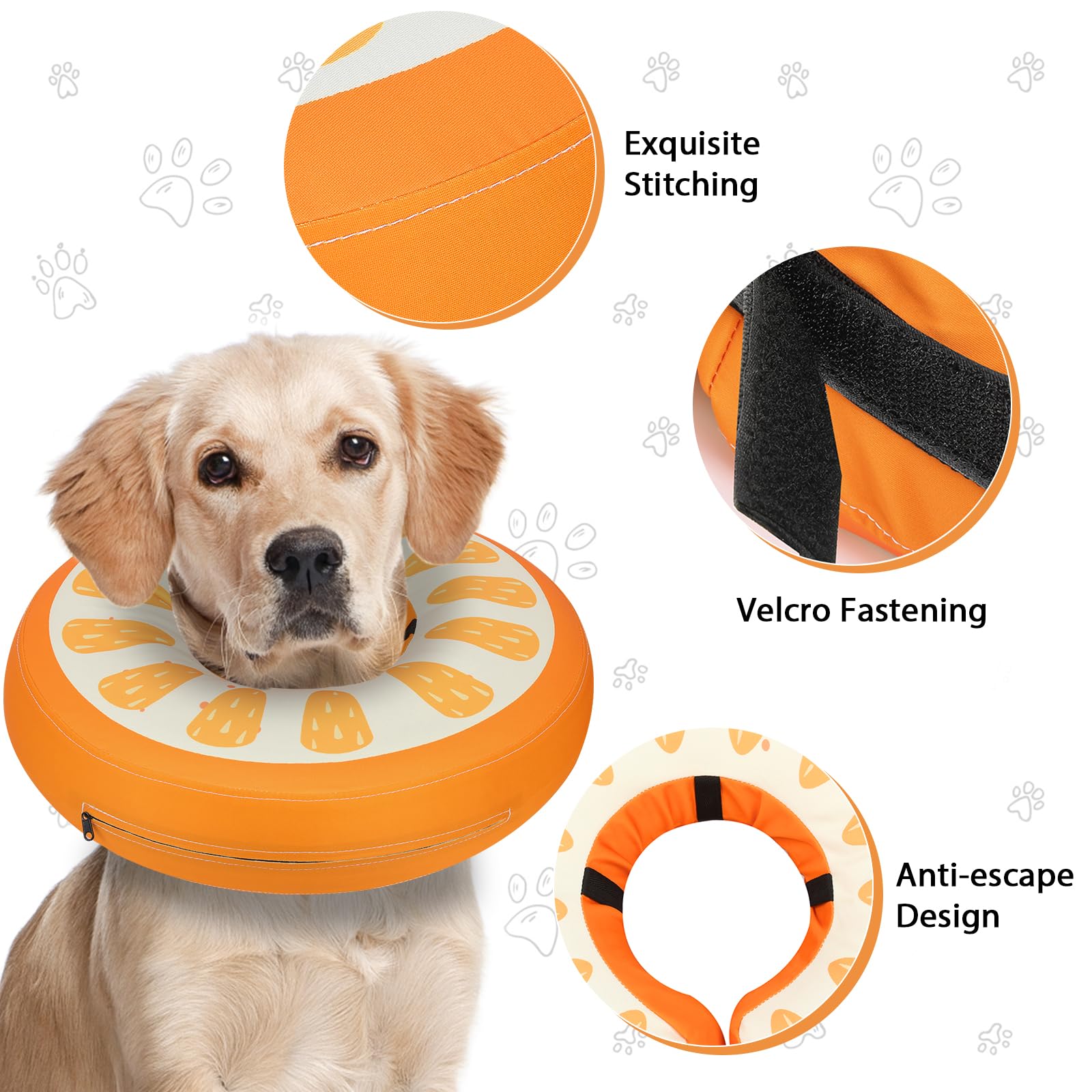 MIDOG Inflatable Dog Cone inner loops for threading an everyday dog collar.