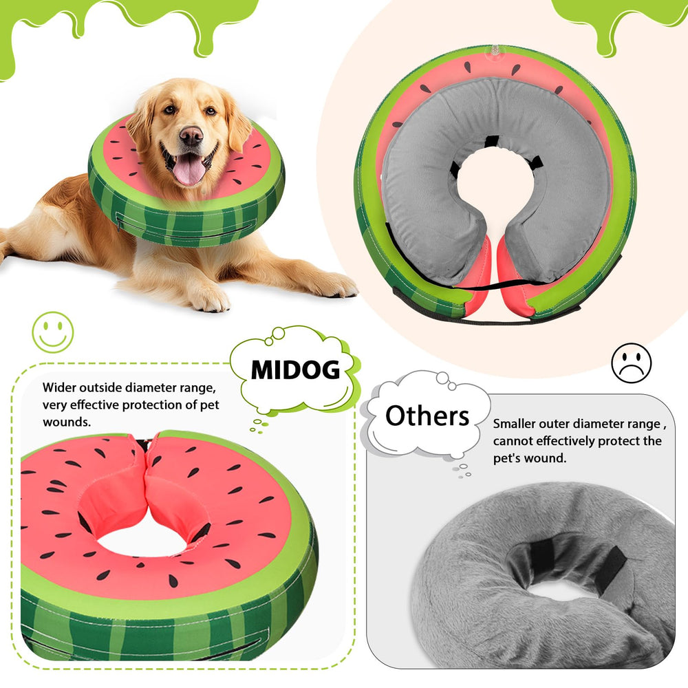 MIDOG donut collar shown from the side to display its inflatable shape.